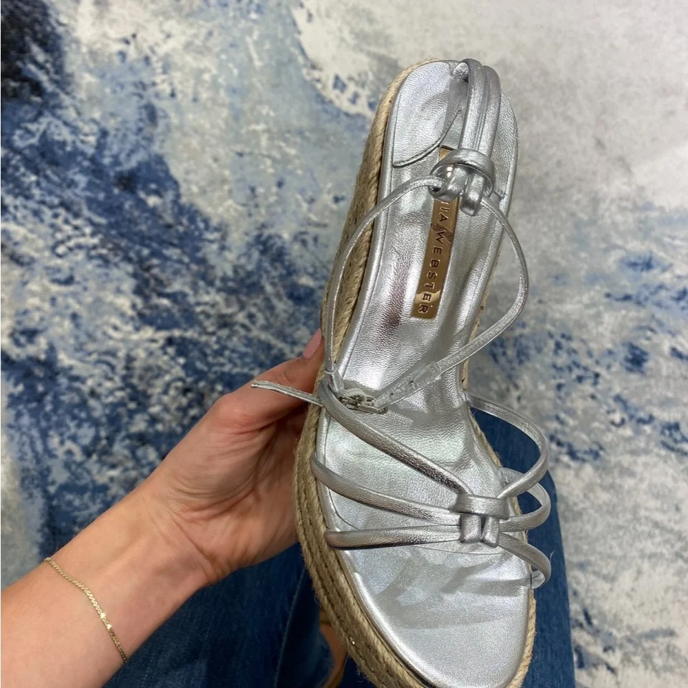 Sophia Webster Metallic Silver Wedge Nappa Sandals - Picture 2 of 6